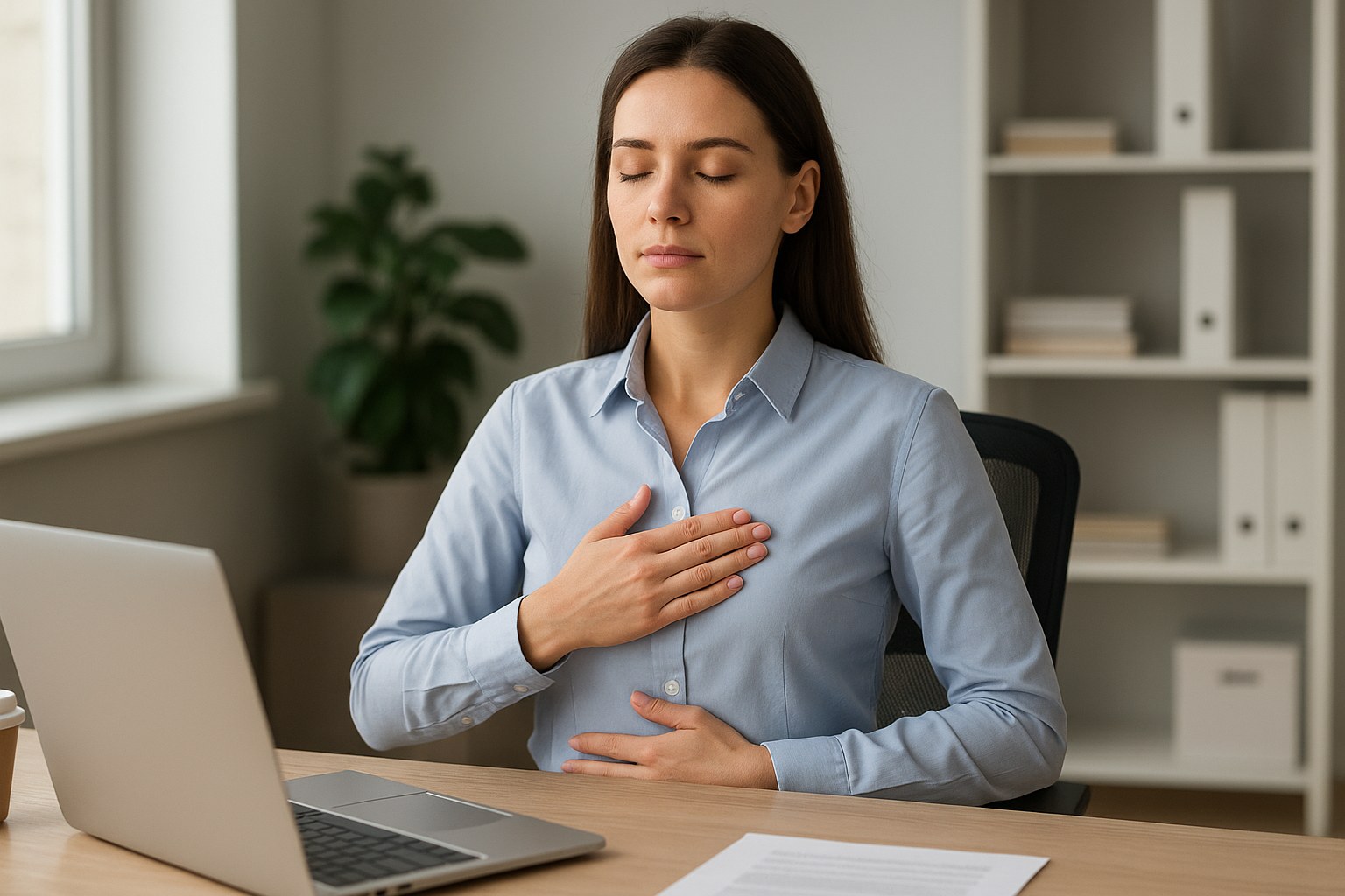 Respiration consciente au bureau pour apaiser le stress et maintenir la concentration