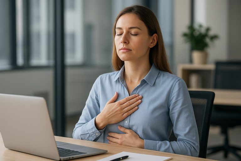 Respiration consciente au bureau pour apaiser le stress et maintenir la concentration